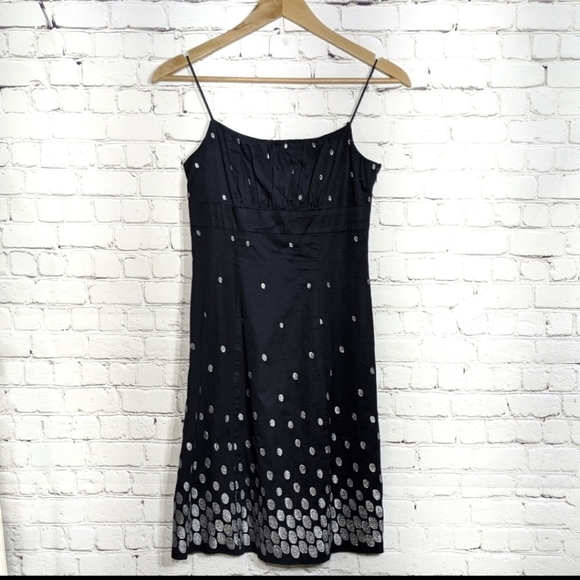 Ann Taylor Navy Silver Metallic Dress 0P Petite - Picture 1 of 7
